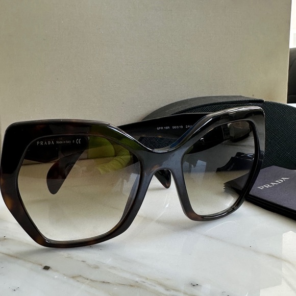 PRADA SPR 16R heritage brown tortoise oversized Sunglasses Acetate - Picture 12 of 16